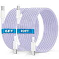 USB C to USB C Cable 6FT+10FT 2Pack 60W iPhone 17 16 15 Charger Cord Long Type C to C Cable Fast Charging for Apple iPhone 17 16 15/Pro/Pro Max/Plus/iPad Pro Air/MacBook/Air/Mini/Samsung Galaxy-Purple by UCALMA