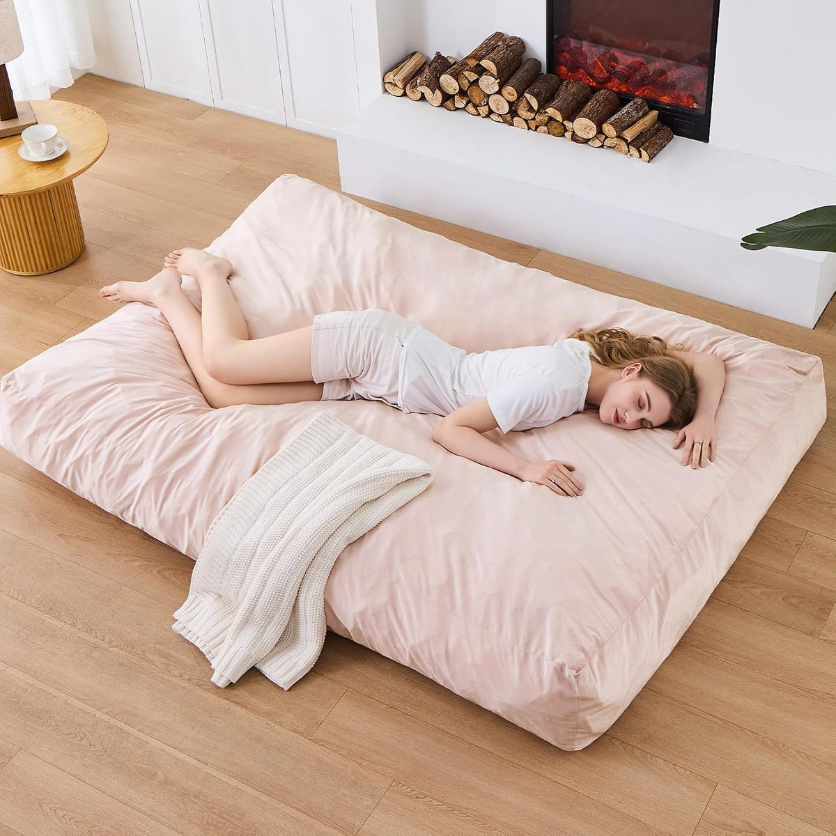 Bean Bag Chairs for Adults - Giant Bean Bag Convertible Floor Sofa - Image 7