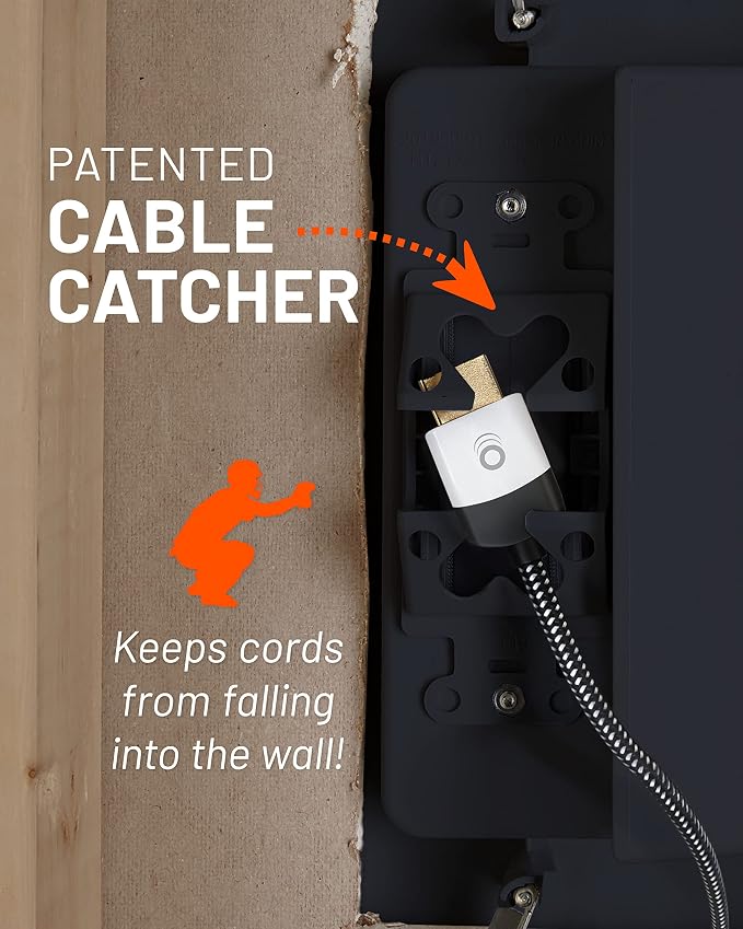 ECHOGEAR TV Cord Hider for Wall Mounted TV with 2X AC Outlets & 2X USB-A Ports - Hide Power Cables & Low Voltage Wires Behind The Wall - Includes Template, Saw, & Low Profile Extension Cord - Black - Image 7