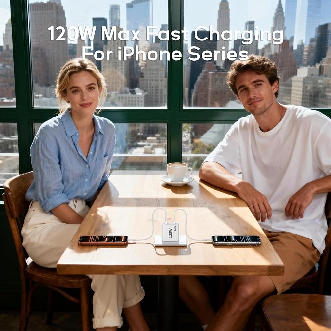 120W Fast Charger USB C - 2 Pack 65W PD Dual Port GaN Type C Charging Block | 3.3/3.3/10/10FT USB C Cable for MacBook Air Pro iPhone 17/16/15 Series Samsung Galaxy S25/S24/S23 Ultra Home Office Travel - Image 3