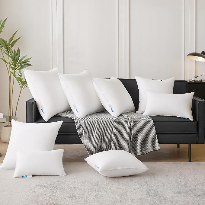 Oubonun 12x20 Lumbar Throw Pillow Inserts 2 Pack, 100% Cotton Breathable Cover Plump Rectangle Square Cushion Inserts White Decorative Pillows for Living Room Bedroom Office - Image 7