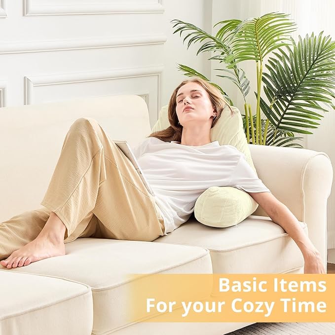 Sasttie Reading Pillow for Bed, Back Pillow for Sitting Up, Cream | 18" Backrest Support Cushion for Couch, Sofa, and Floor, Dorm Essentials, OEKO-TEX, Adjustable Down Alternative Fill - Image 9
