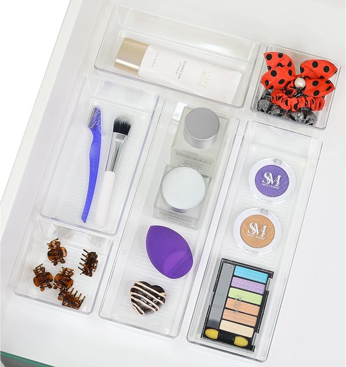 Simple Houseware Clear Drawer Organizer for Office Bin Desk Storage, 3.25"x 9.5", 4 Packs - Image 7