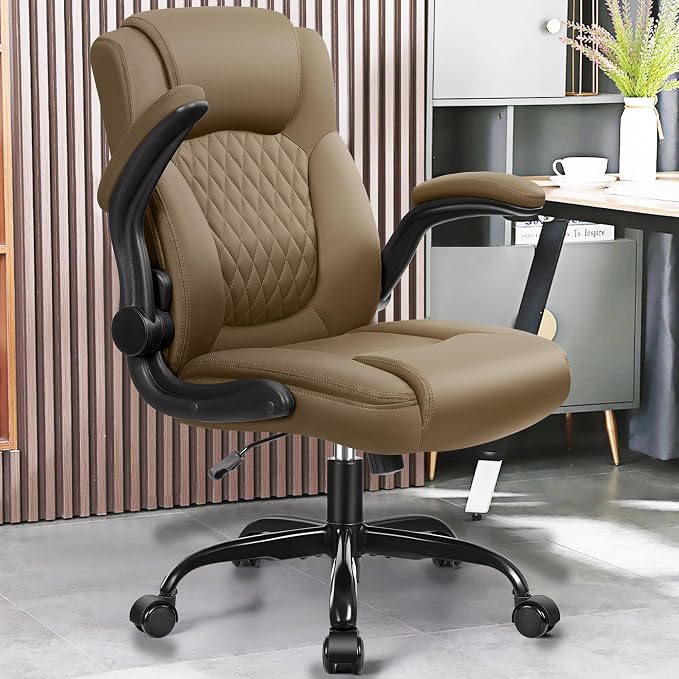 Leather Office Chair, PU Home Computer Desk Chairs with Ergonomic Back Support, 360°Swivel Free，Small Gaming Chair with Wheels and Adjustable Armrests, for Short People Use - Image 2