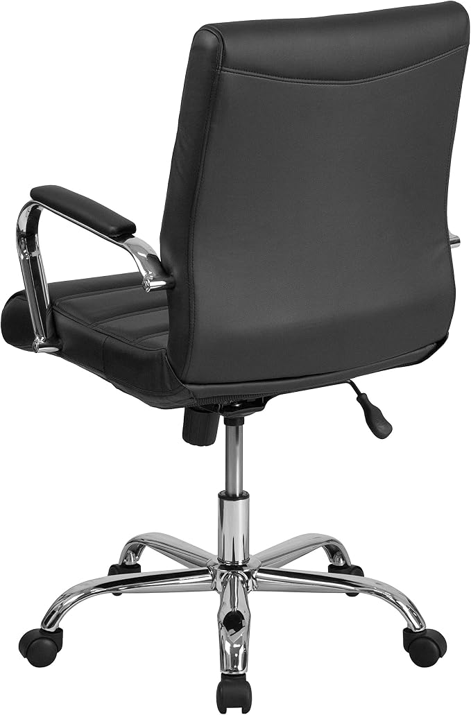 Flash Furniture Mid-Back Black LeatherSoft Executive Swivel Office Chair with Chrome Base and Arms - Image 11