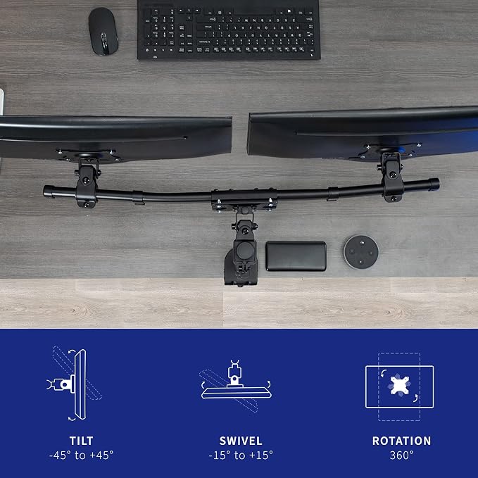 VIVO Dual VESA Bracket Adapter, Horizontal Assembly Mount for 2 Monitor Screens up to 27 inches, MOUNT-VW02A - Image 5