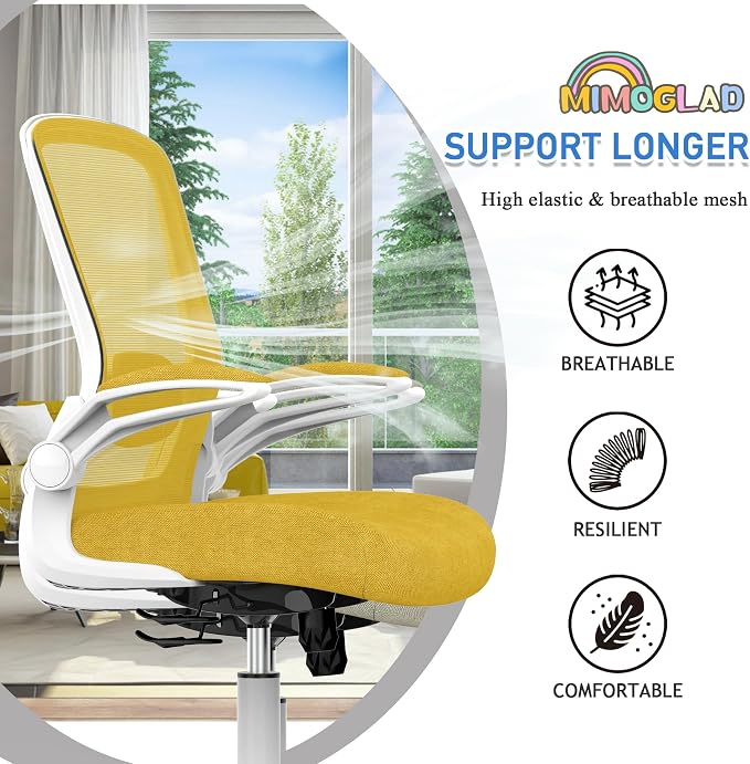 Mimoglad Ergonomic High Back Mesh Office Chair, Adjustable Lumbar Support, Thickened Seat Cushion (Modern, Jasmine) - Image 4