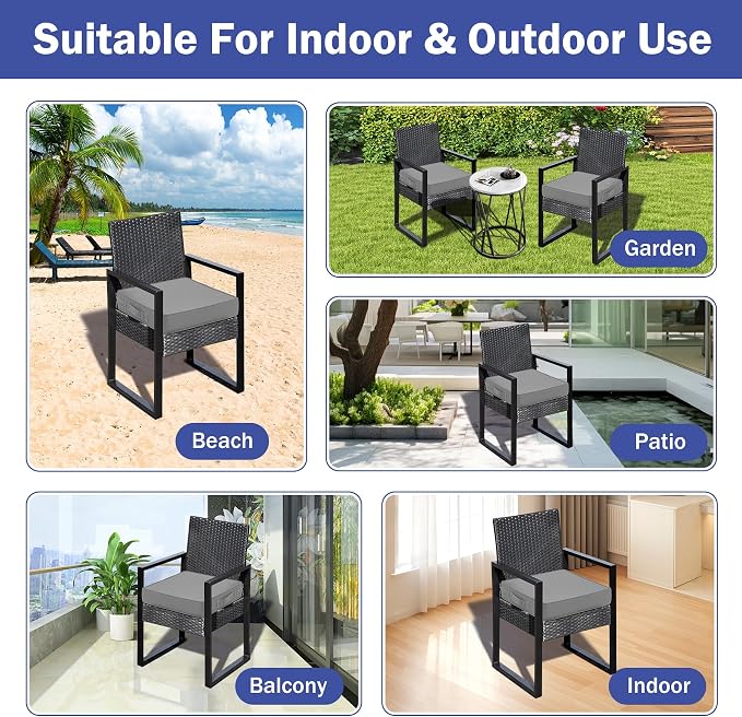 IASEAHK Patio Chair Cushions, 19" x 19" x 3" Outdoor Chair Cushions Set of 4, Waterproof Outdoor Cushions for Patio Furniture, Outdoors Seat Cushions with Handle and Ties, Light Grey - Image 7
