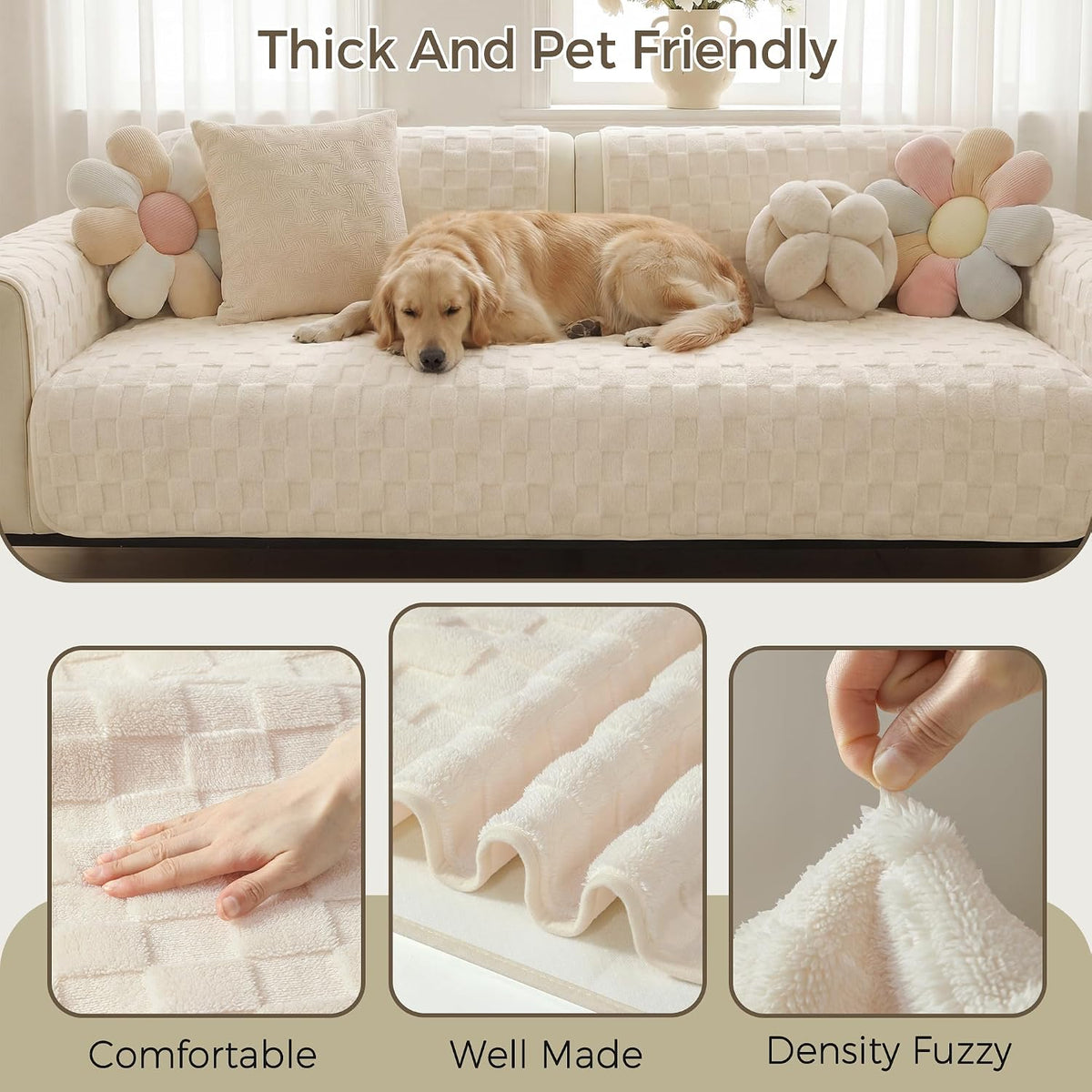 Foxdecor Couch Cover for Dogs Sofa Covers Non Slip Couch Pad Pet Friendly - Image 2