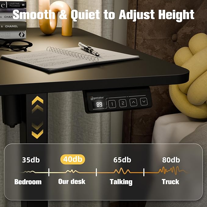 55"x24" Standing Desk, Height Adjustable Sit-Stand Home Office, Black | Electric Adjustable Standing Desk, Sit to Stand Computer Office Desk with Splice Board, Memory Preset, Lifts 28''-46.5" - Image 6