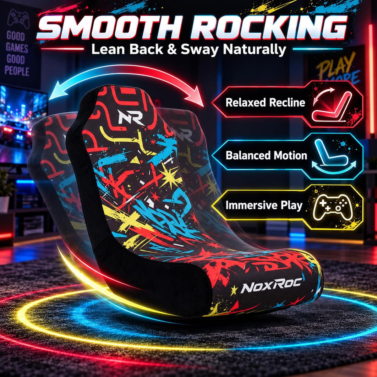 Foldable Floor Gaming Chair without RGB Led Lights for Teens Adults - Image 4