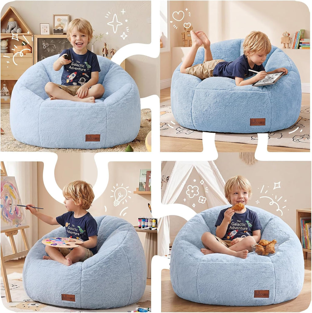 Bean Bag Chair for Kids, Cozy Fluffy Beanbag Chairs with Filler for Teens and Kids, Floor Lazy Sofa for Living Room, Gaming & Reading(S-Light Blue) - Image 9