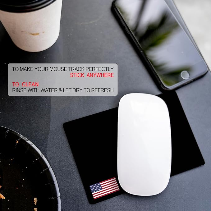 Mouse Pad Adhesive Bottom - Sticks to Any Surface - Portable - Webcam Covers and Screen Cleaner Included (USA Flag) - Image 6