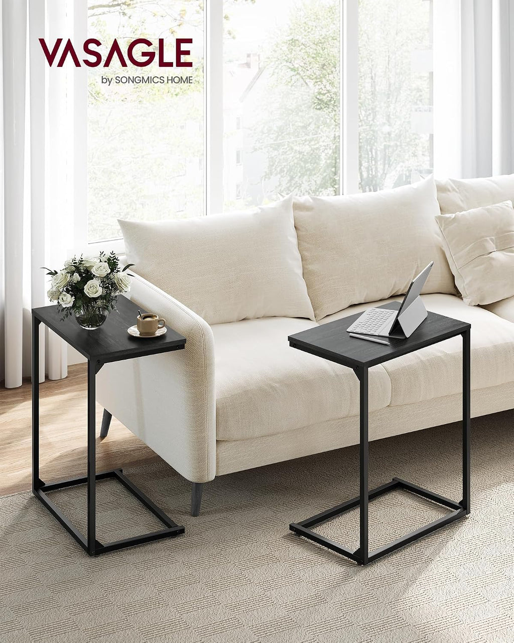 VASAGLE C Shape End Table for Couch or Sofa, Industrial Small Side Table - Image 2
