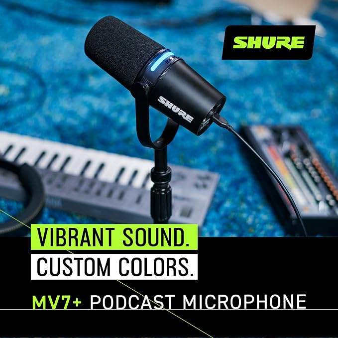 Shure MV7+ Dynamic Microphone – USB-C & XLR Podcast Mic for Streaming, Recording & Broadcasting, OBS Certified, Auto Level Mode, Digital Pop Filter, LED Panel, Black, (Pack of 8) - Image 6