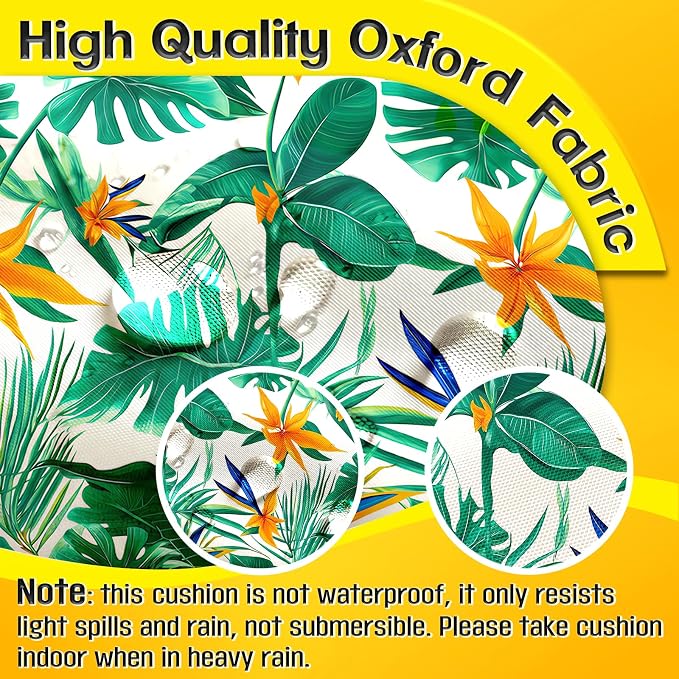 MAGIC ELEPHANT Outdoor Bench Cushion, Memory Foam Loveseat Cushion for Patio Furniture Wicker Chair, Settee Porch Swing Seat Cushion, 44 x 19 Inches (Tropical Monstera) - Image 4