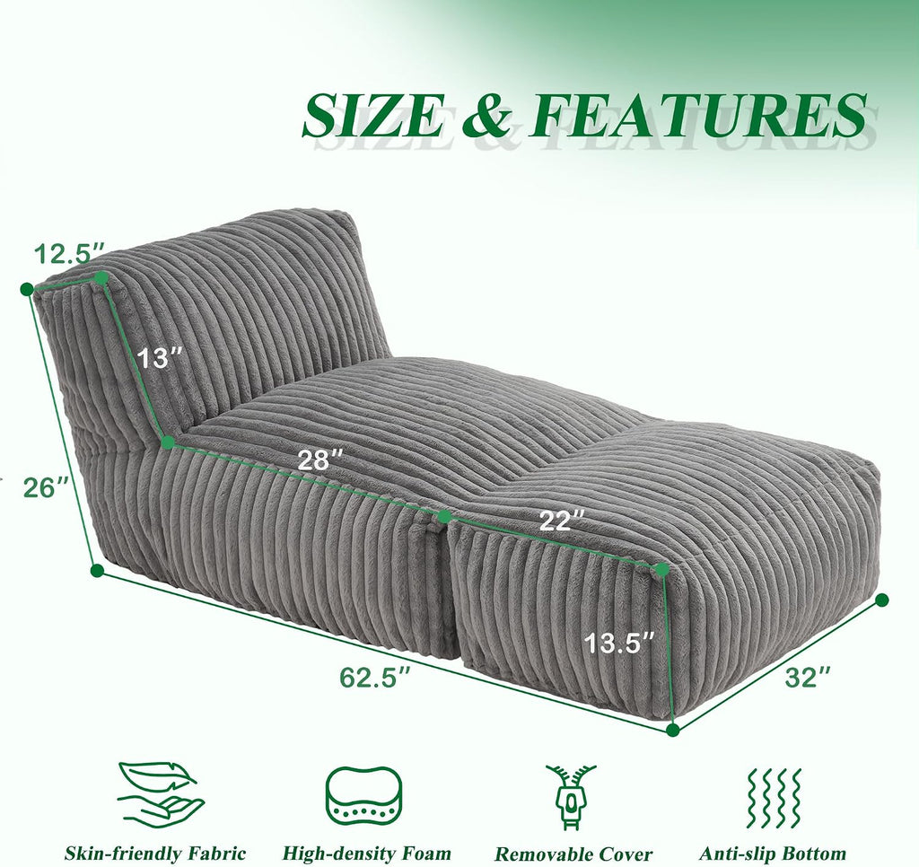 Hobestluk Large Bean Bag Chairs for Adults Giant BeanBag Couch Lounger - Image 2