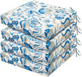 HARBOREST Outdoor Chair Cushions Set of 4, Water Resistant Patio Chair Cushions with Ties, Square Corner Outdoor Seat Cushions for Patio Furniture, 18.5"x16"x3", Blue Butterfly by HARBOREST