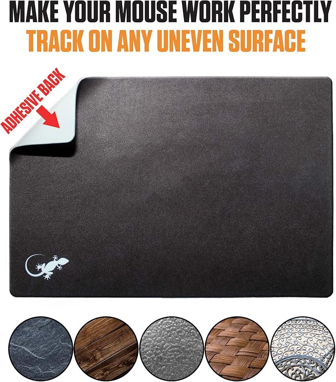 Mouse Pad Adhesive Bottom - Peel and Sticks to Any Surface - Travel Large Size - Portable (XL - Black) - Image 5
