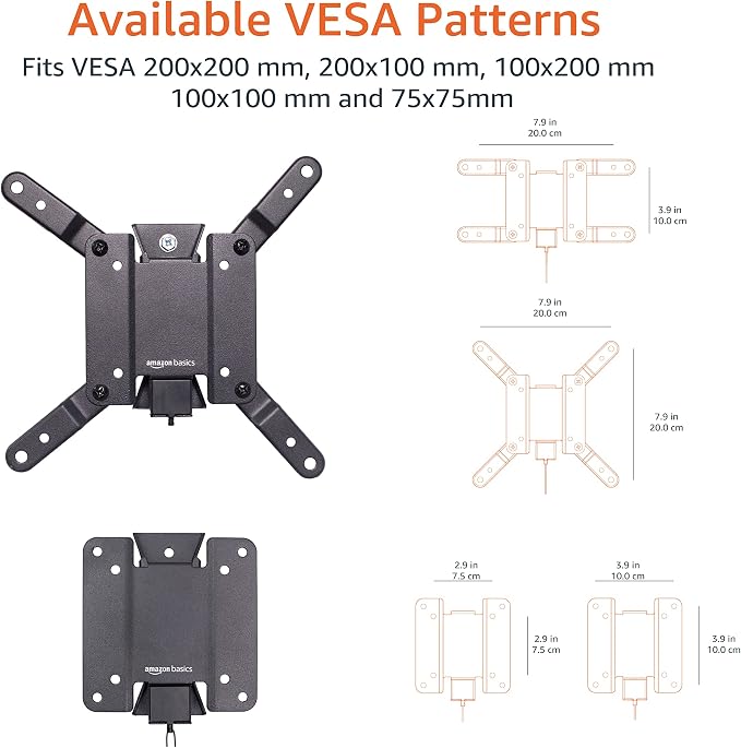 Amazon Basics Tilting TV Wall Mount for Wood Studs, Fits 12-40 inch TVs up to 40 lbs, VESA 200x200, Black - Image 5