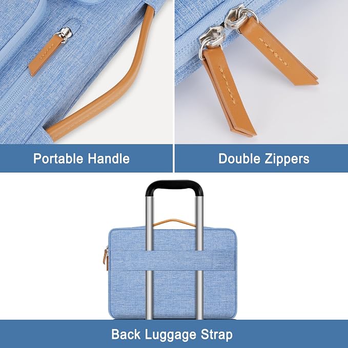 MOSISO 360 Protective Laptop Case 16 inch, 15-15.6 inch Laptop Sleeve | Compatible with MacBook Pro 16, HP Acer Dell Lenovo ASUS, Side Open Carrying Case with 4 Zipper Pockets, Sky Blue - Image 4