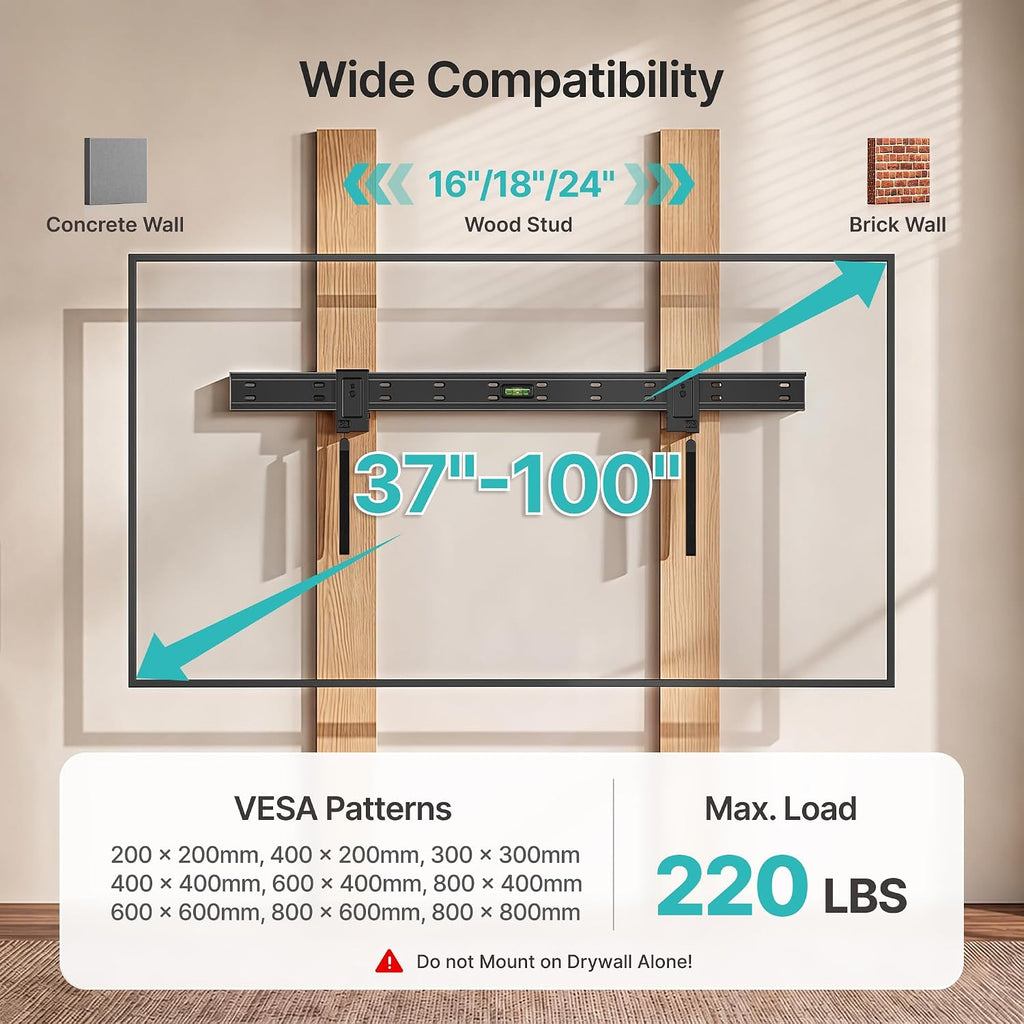 Fixed TV Wall Mount for 37-100 Inch TVs, Holds up to 220 lbs - Image 2