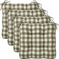 Geetery 4 Pack Chair Cushions, 16" x 15",Olive Green and White,Plaid by Geetery