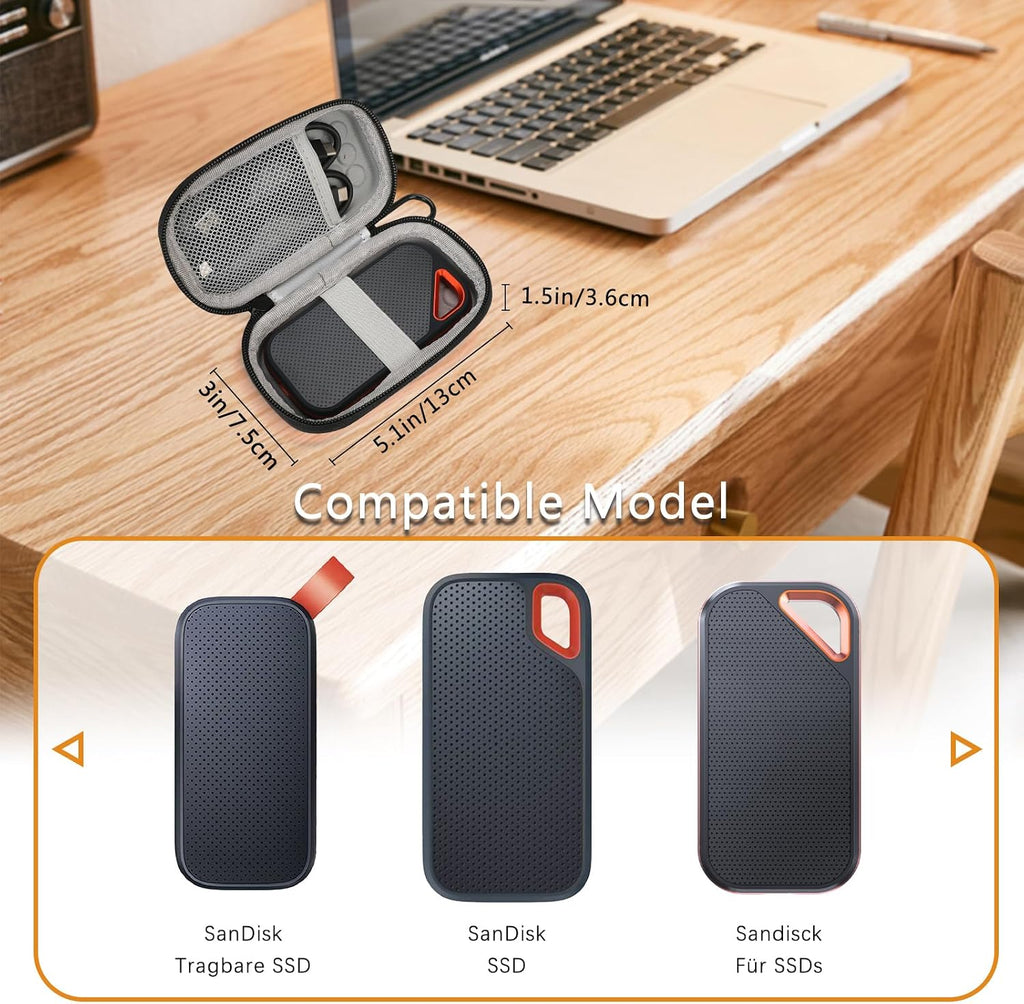Hard Case for Sandisk Extreme Pro/Sandisk Extreme Portable External SSD 128GB 500GB 1TB 2TB Protective Storage Travel Bag (Gray) - Image 2