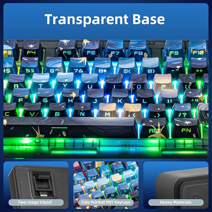 ZORNHER ZH980 Mechanical Keyboard,95% Blue Creamy Keyboard with Number Pad,Van Gogh's Starry Night Dye Sublimation PBT Keycaps,Pre-lubed Silent Switches,Hot-Swappable - Image 7