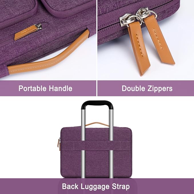 MOSISO 360 Protective Laptop Case 16 inch, 15-15.6 inch Laptop Sleeve | Compatible with MacBook Pro 16, HP Acer Dell Lenovo ASUS, Side Open Carrying Case with 4 Zipper Pockets, Argyle Purple - Image 4