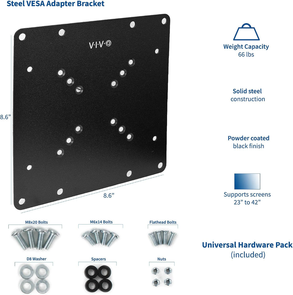 VIVO Black VESA Monitor & TV Mount Adapter, 23-42 in Screens, MOUNT-AD2X2 - Image 2