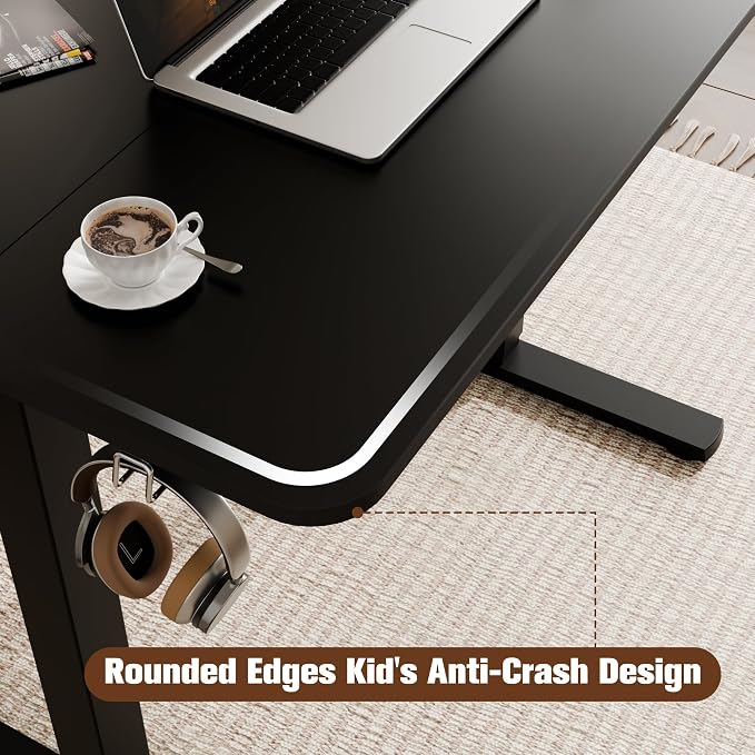 Small Standing Desk, 35"x24" Height Adjustable Sit-Stand Home Office, Black | Electric Adjustable Standing Desk, Sit to Stand Computer Office Desk with Splice Board, Memory Preset, Lifts 28.7''-46.5" - Image 8