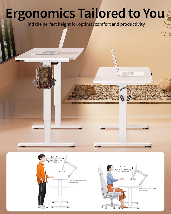 BIZUM Electric Standing Desk 60 x 24 Inch Computer Desk-Gaming Desk White Home Office Desks Height Adjustable Memory Stand Up Computer Workstation - Image 5