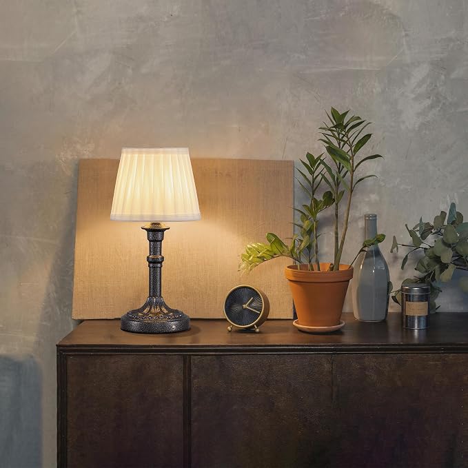 KDG Mottled Silver Cordless Table Lamps Set of 2, Beige Fabric Shade Light | 2700K Stepless Dimmable 4000mAh Battery Powered Portables Small Desk Lamp, LED Lighting for Living Room, Dining Room, Bedroom - Image 9