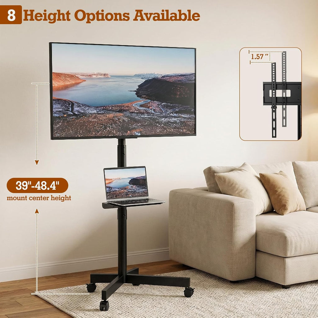 Rolling TV Stand with Wheels for 23-60 Inch Flat Curved TVs - Image 2