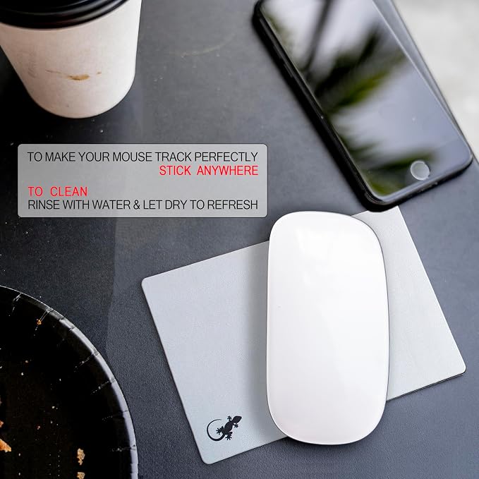 Mouse Pad Adhesive Bottom - Sticks to Any Surface - Portable - Webcam Covers and Screen Cleaner Included (Silver) - Image 6
