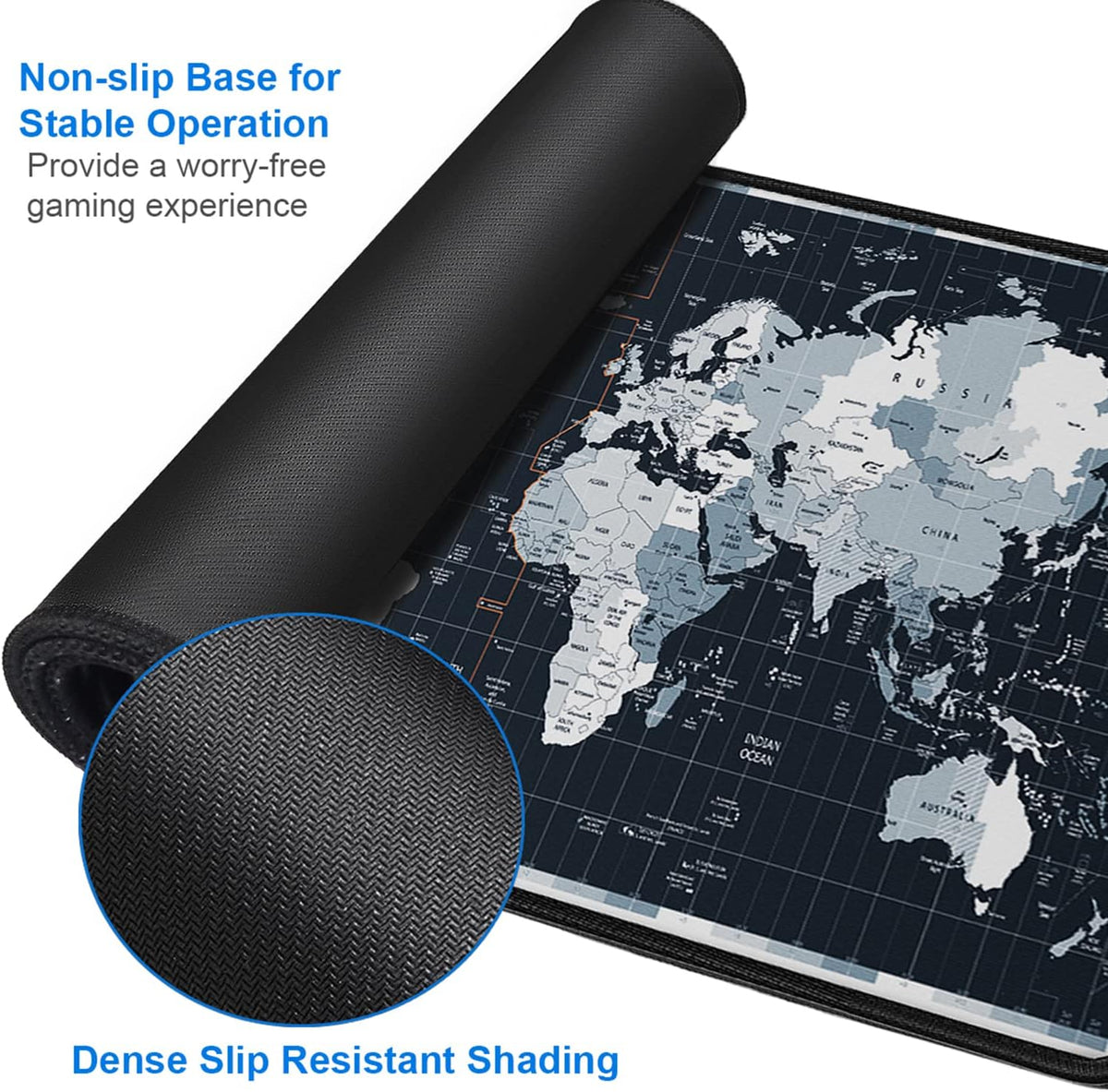 Large Gaming Mouse Pad with Stitched Edges, 31.5x15.7 in Extended Computer Keyboard Mouse Mat, Water Resist Non-Slip Mousepad Rubber Base Long XXL Desk Mousepad for Work & Gaming, Home, Map - Image 4