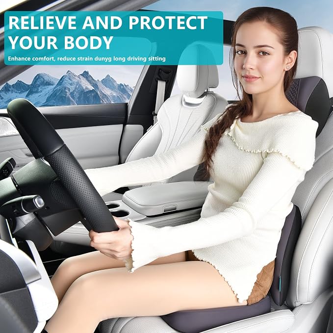 3 PCS Seat Cushion for Carseat Lumbar Support Pillow Car Neck Headrest Pillows Memory Foam Gel Memory Foam Massage Point Seat Pads Pressure Relief Back Cushion for Office Chair(Grey) - Image 8