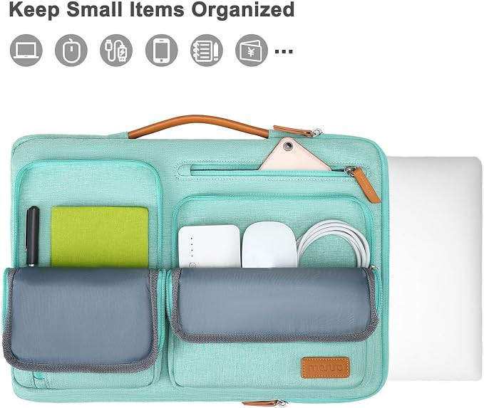 MOSISO 360 Protective Laptop Case 15 inch, 15 inch Laptop Sleeve | Compatible with MacBook Air M5 M4 M3 M2 2026-2023, Dell XPS Plus, Side Open Carrying Case with 4 Zipper Pockets, Aqua Green - Image 5