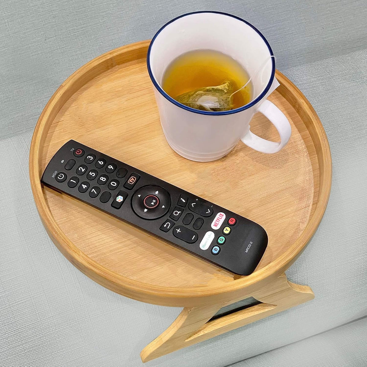 Pekokavo Sofa Arm Clip Tray, Side Table for Remote Controls/Drinks/Gamepads Holder (Bamboo) - Image 2