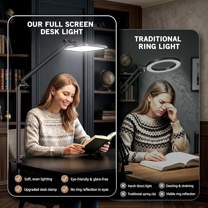 NiceVeedi 14" Soft Streaming Light, Dimmable Desk Ring Light with Clamp, 2700K-6500K/CRI97+/Flexible Arm/Modular Design/Remote, Key Light for Podcast/Home Office/YouTube/TikTok/Makeup/Video Calls - Image 6