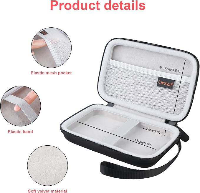 Canboc Carrying Case for MacBook Air Pro Charger MagSafe/MagSafe 2 Power Adapter, iPhone 16/16 Pro MagSafe Charger, USB C Hub, Type C Hub, USB Multiport Adapter, Hard Shockproof Bag, Black - Image 4