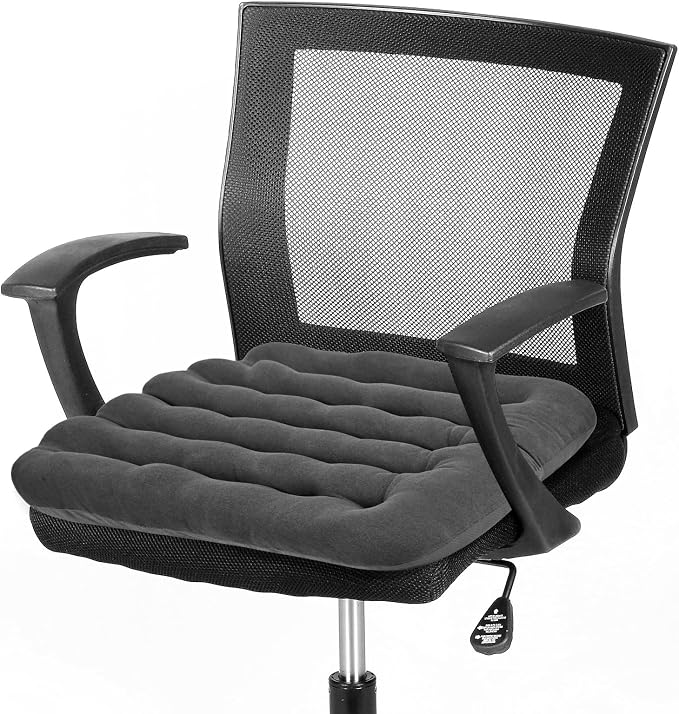 BUYUE Good Support Office Chair Cushion Padded, Soft Velvet Comfortable Non-Slip Seat Cushion for Computer Desk Kitchen Chair (1 Count, Gray) by BUYUE