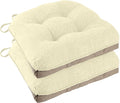 Chair Cushions for Dining Chairs Set of 2, 18"x18"x3", Beige | Non-Slip with Ties, Tufted, Faux Linen, Seat Cushions for Dining Room Kitchen Breakfast Nook Indoor Home Office Living Room by FlyGulls