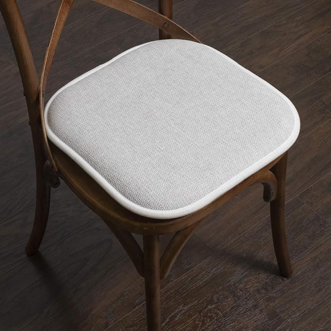 Sweet Home Collection Chair Cushion Memory Foam Pads Honeycomb Pattern Slip Non Skid Rubber Back Rounded Square 16" x 16" Seat Cover, 2 Pack, Alexis Gray/White - Image 5