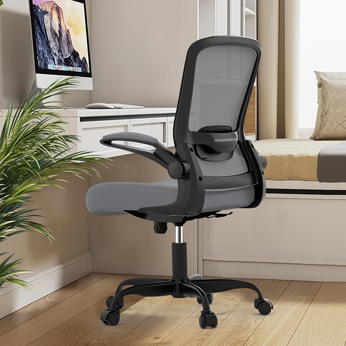 Mimoglad Ergonomic Office Chair - Desk Chair with Flip-up Armrests & 135° Recline, Adjustable Lumbar Support - Space-Saving Task Chair for Business/Team Office & Home | Supports 300 lbs · Seat 19.48"–23.4" · Breathable mesh · 20–30 min assembly · 5-yea... - Image 9