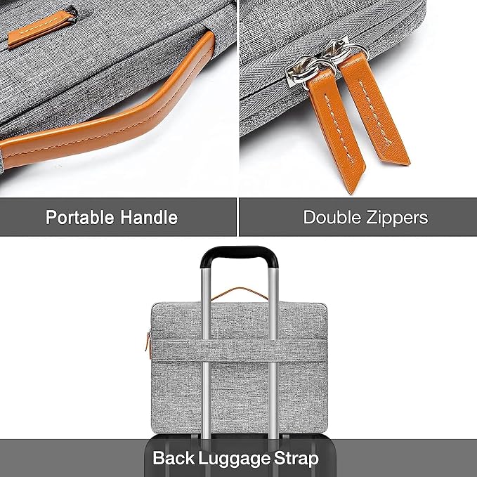 MOSISO 360 Protective Laptop Case 14 inch, 14 inch Laptop Sleeve | Compatible with HP Lenovo Dell ASUS Acer,HP Stream,Dell Latitude, Side Open Carrying Case with 4 Zipper Pockets, Gray - Image 3