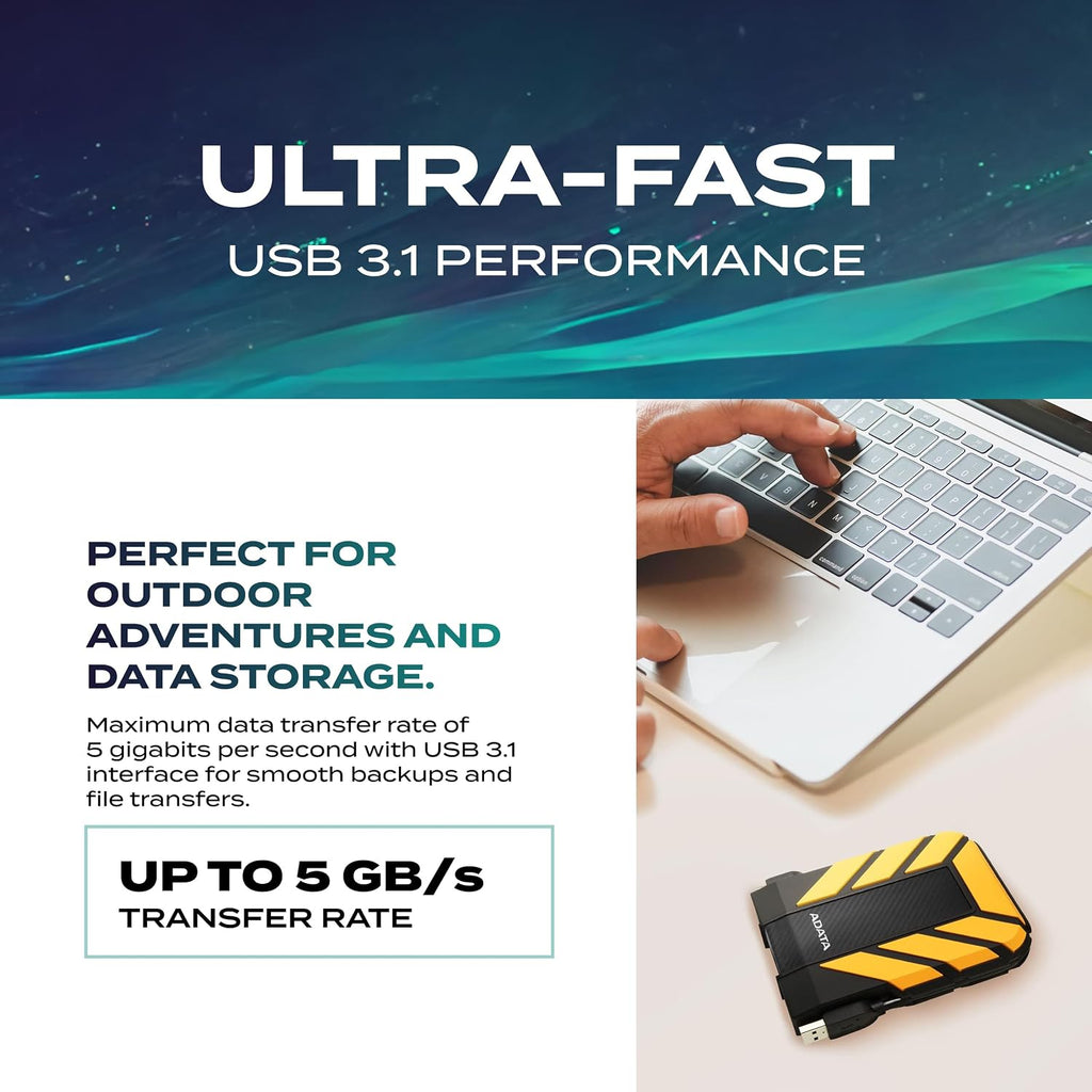 ADATA HD710 Pro, External Hard Drive, Yellow, 2TB - Image 3