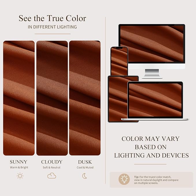 Hokibero Terracotta Pleated Linen Curtains 72 Inch Long for Living Room | Burnt Orange Light Filtering Sheer Curtain,Pinch Pleat Back Tab Hooks Rings,Boho Textured Privacy Drapes for Bedroom,2 Panels - Image 8