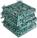 downluxe Outdoor Chair Cushions Set of 4, Waterproof 19" x 19" x 3" Patio Chair Cushion with Non-Slip Ties & Handle, Square Outdoor Cushion for Patio Furniture with Removable Cover, Green Paramecium by Downluxe